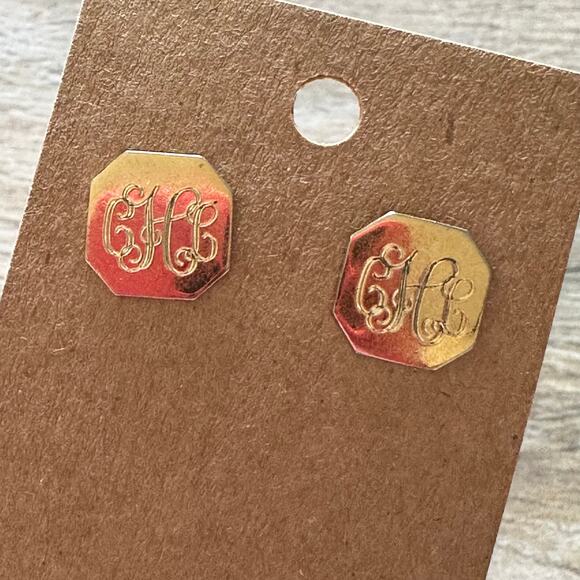 GLH Initial GOLD EARRINGS BOGO FREE VINTAGE - Picture 3 of 4
